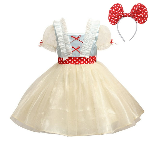 Déguisement de Princesse pour Fille Snow Robe de Fête avec Bandeau Halloween Cosplay Déguisement