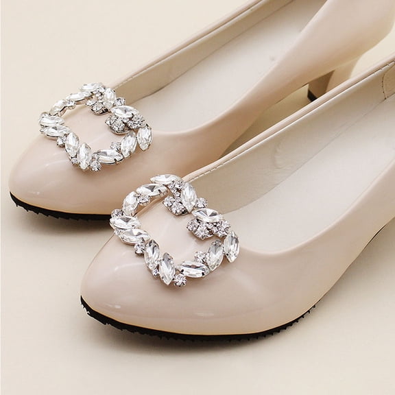 OFFIGAM Crystal Metal Shoe Clips 1 Pair - Clip On Shoe Embellishments for Women and Girls, Decorative Accessories