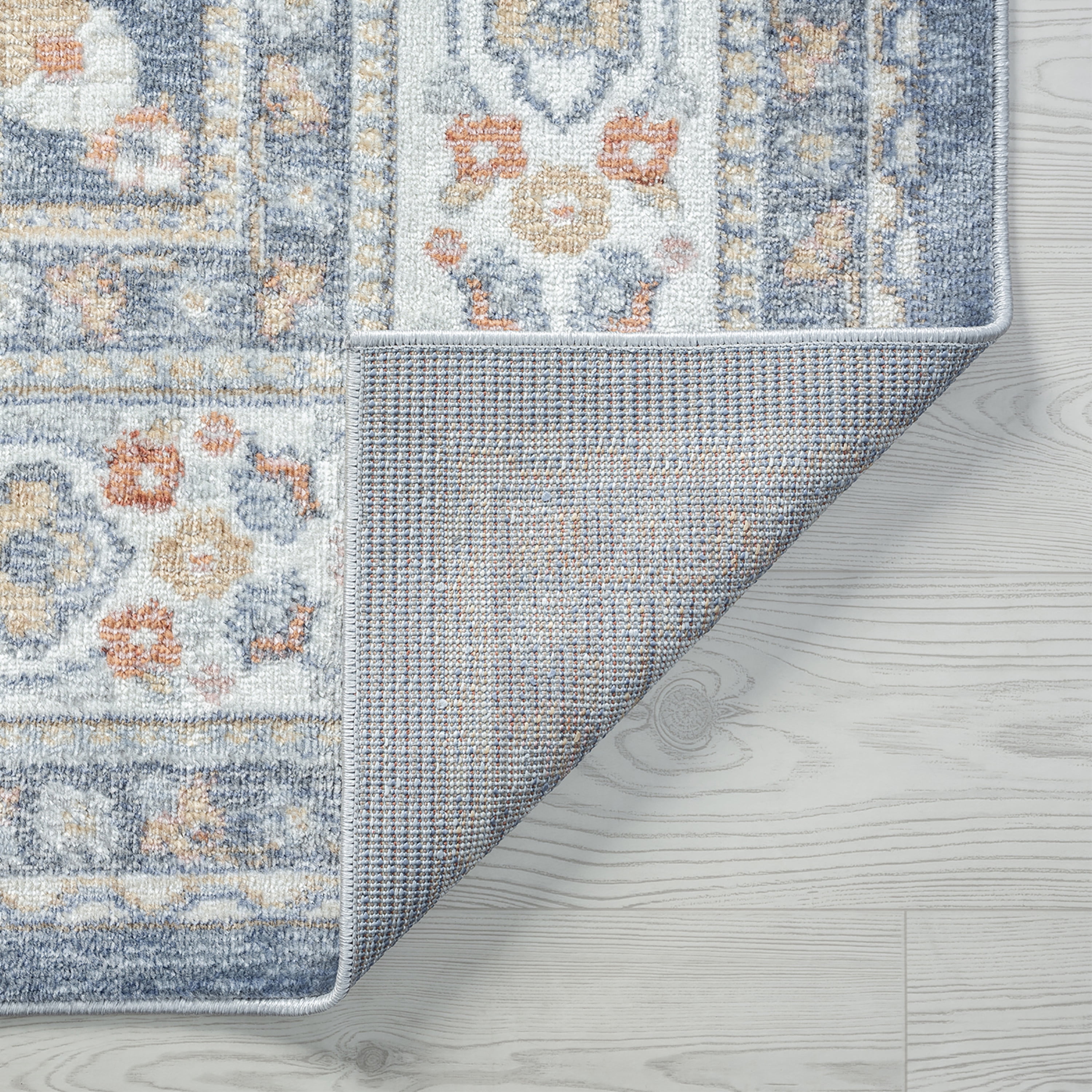 Allure Traditional 5' x 7' Navy and Gray Polypropylene Indoor Area Rug
