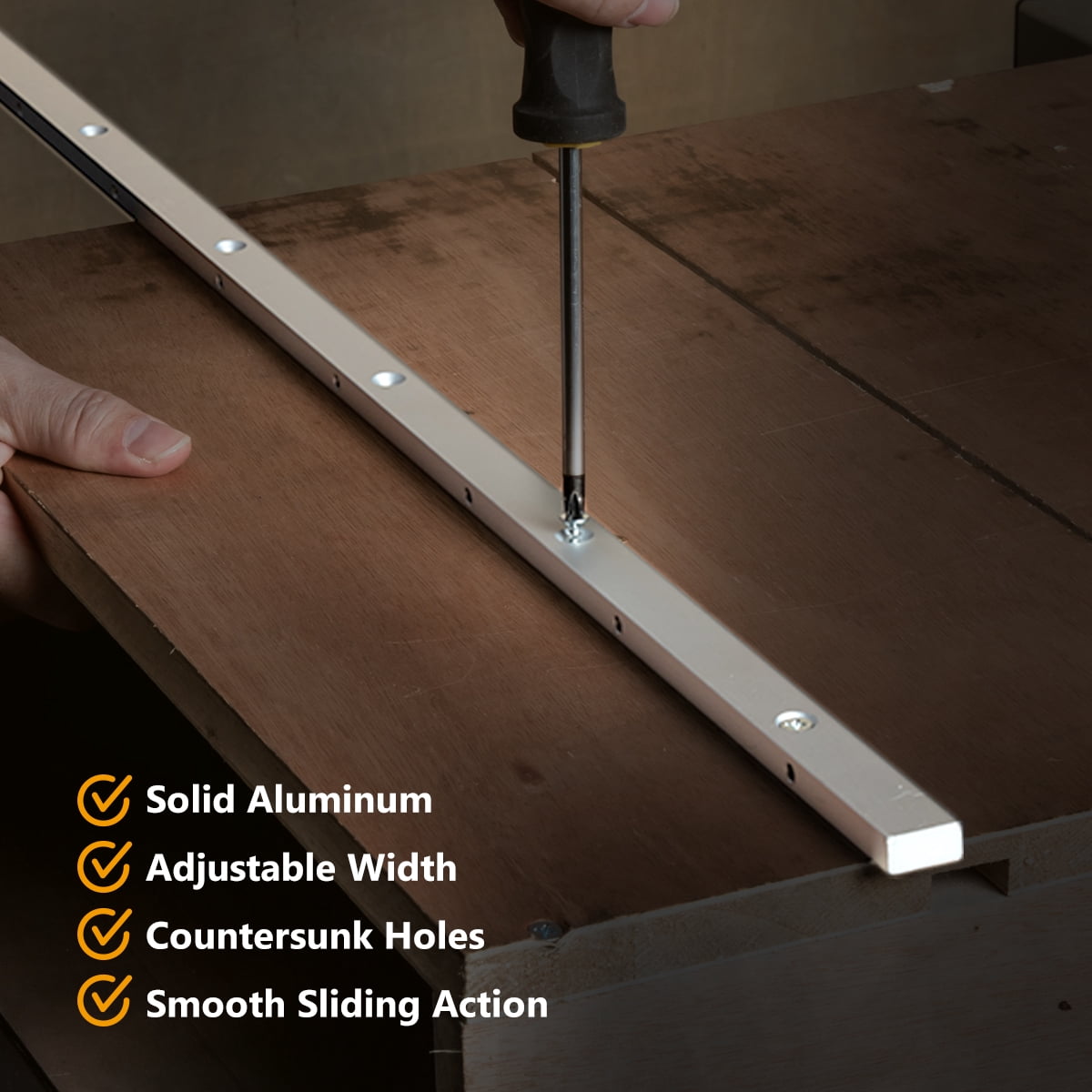 POWERTEC 4PK 24" Miter Bar for any Standard 3/4" x 3/8" Miter Slot, Crosscut Sled for Table Saw, Router Table, Band Saw, 71519-P4