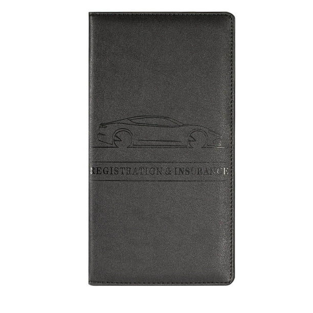 Portatarjetas magnético para matrícula y seguro de coche | Organizador universal de documentos para vehículos con cierre seguro | Guantera de piel sintética para guardar documentos de identidad,