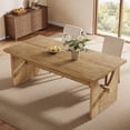 thumbnail image 4 of Fnova 63" Wooden Dining Table for 6 People, Large Farmhouse Rectangle Kitchen Table for Dining Room, Living Room, Brown, 4 of 9