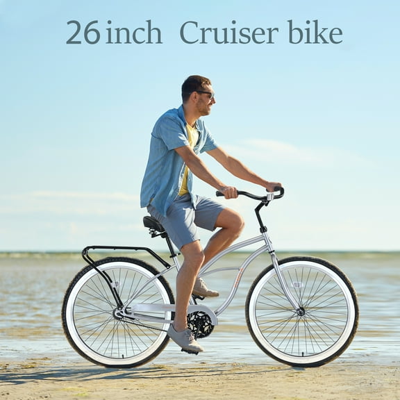 26-Inch Single Speed Men's Beach Cruiser Bike - Steel Frame, Wide Stability Wheels, Rear Coaster Brakes, Multi-Color Options