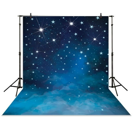 HelloDecor Polyster 5x7ft Photography Backdrop Space evening blue sky stars shine Galaxy newborn baby background props photocall photobooth photo