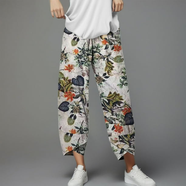 WILLBEST Pantalones Casuales elegantes para Mujer, Pantalones Holgados con Diseño Estampado, Diseño Cómodo de Pierna Elástica Ancha para Uso Diario Mediana
