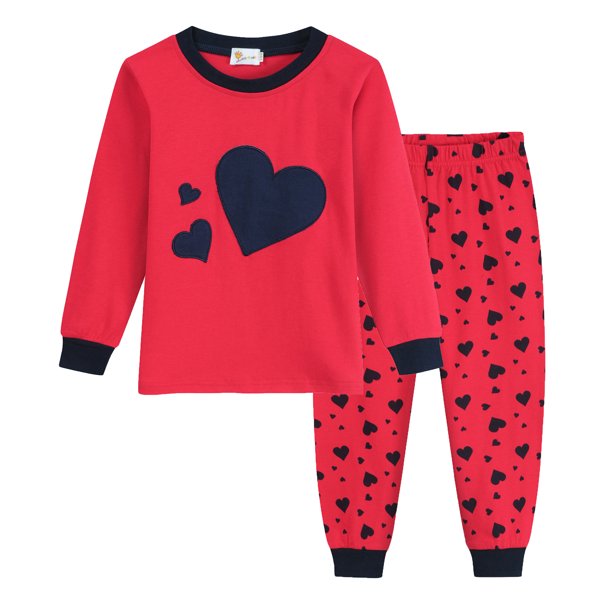 Little Hand Little Hand Girls Long Sleeve Pajamas Hearts Shape Sleepwears Pajama Pjs for