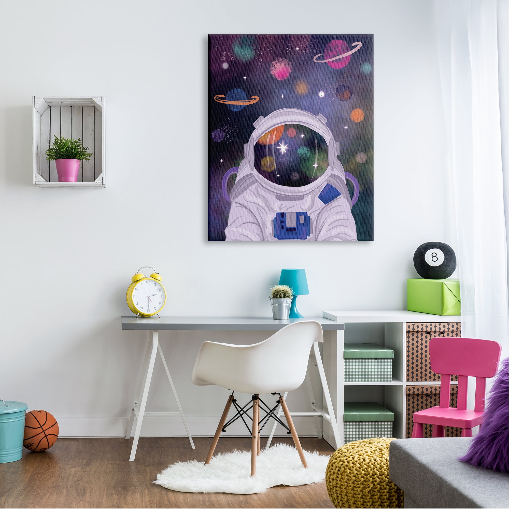 Stupell Industries Cosmic Universe Reflection Astronaut Helmet Galaxy Stars Canvas Wall Art, 36 x 48, Design by Lisa Perry Whitebutton