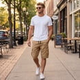 thumbnail image 7 of Resicozy Mens Casual Jogger Shorts Sweat Cargo Short Pants Drawstring Elastic Waist Athletic Workout Shorts with Pockets Khaki L, 7 of 7