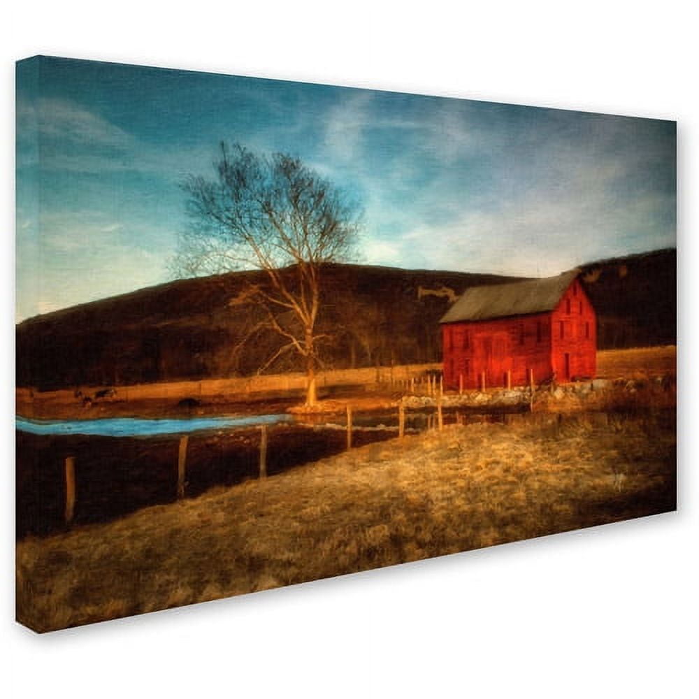 Trademark Fine Art "Red Barn at Twilight" Canvas Art by Lois Bryan