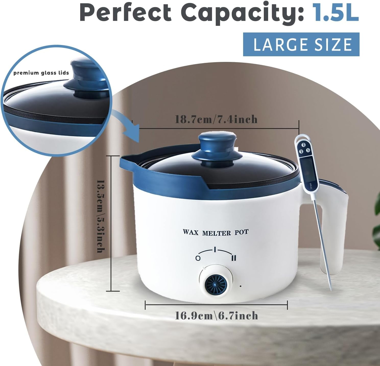 Wax Melter for Candle Making with Thermometer, Electric Wax Melting Pot Kit with Wicks, Double Candle Making Crock Set with Measurements