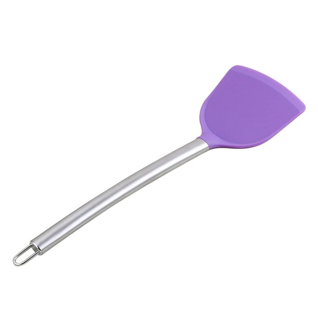 Espátulas de silicona con mango de acero inoxidable, antiadherentes y resistentes al calor para cocina (moradas)