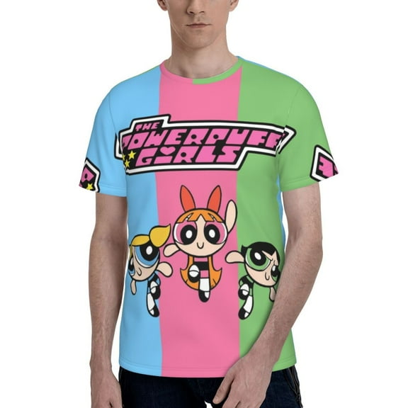 The Powerpuff Girls Mens 3d Graphic Print Shirts Casual Short Sleeve Tee Shirts