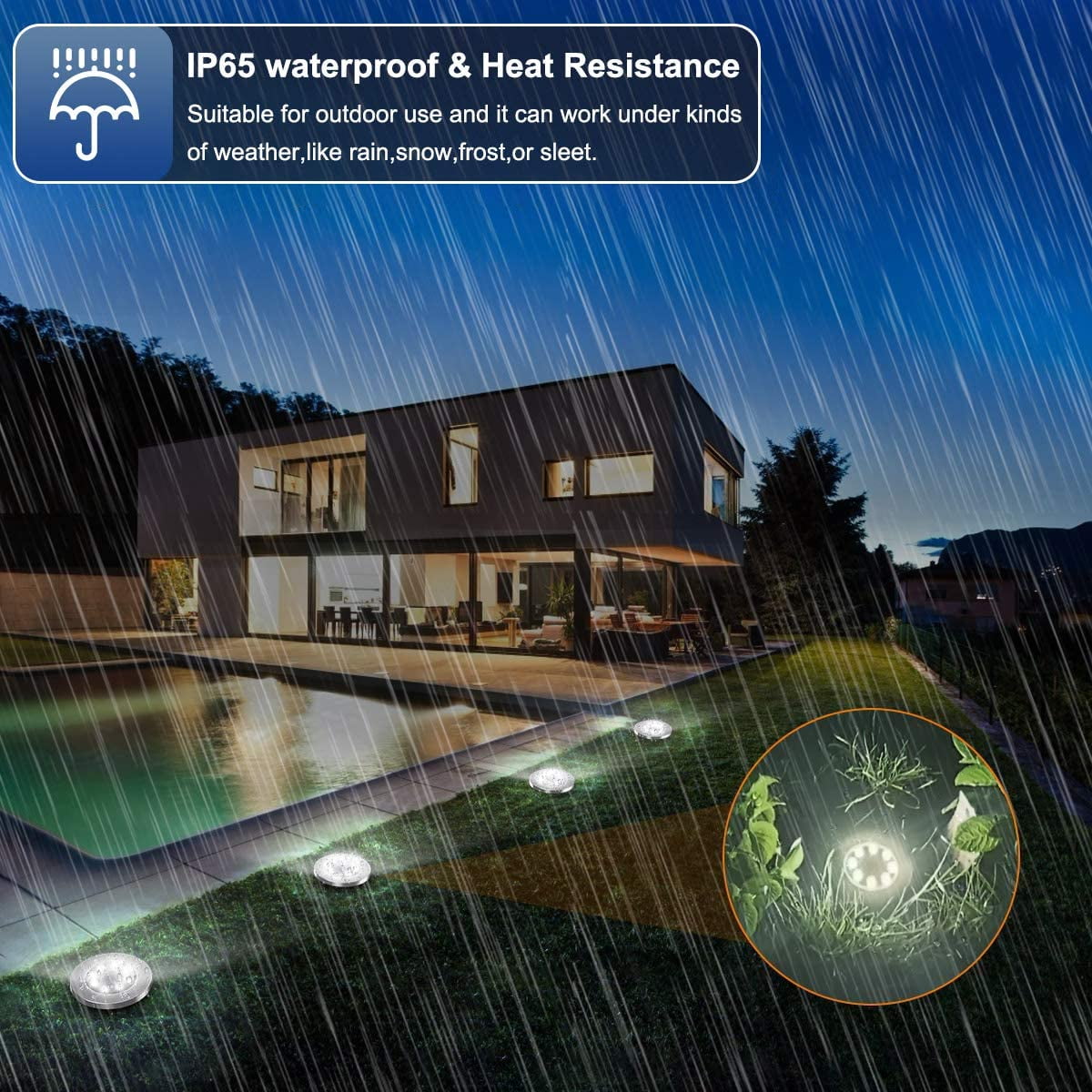 GRNSHTS Solar Ground Light 8 LED Outdoor Landscape Lighting Lawn Lamp IP65 Waterproof Solar Powered Light for Yard Garden Deck Patio Pathway Walkway (2pcs Warm White)
