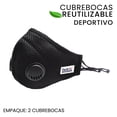 thumbnail image 3 of Cubrebocas Deportivos Facex American con doble válvula Negro, 3 of 5