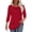 Red-L, variant on Elegant Pleated Cotton Blouse 3/4 Length Sleeve Color T-Shirt Tuck Detailing Loose Top for Women's Daily Wear