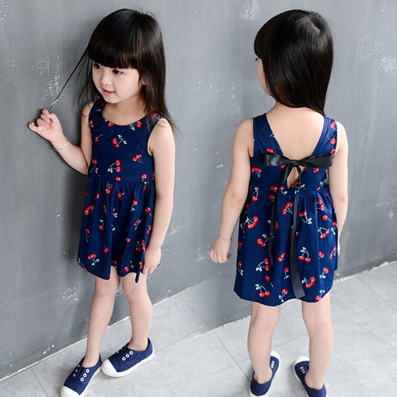 Toddlers girls flowers stars embroidery half sleeve 100% cotton dress 12M-5Y 