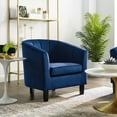 thumbnail image 2 of Modern Contemporary Urban Design Living Room Lounge Club Lobby Tufted Armchair Accent Chair, Velvet Fabric, Navy Blue, 2 of 6