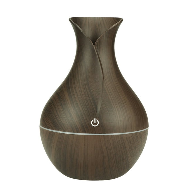 Humidificador de aromaterapia, luces LED coloridas, difusor de aceite esencial, habitación, oficina, hogar, fabricante de niebla, grano de madera profundo Eigraketly HA3458-01B