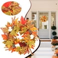 thumbnail image 2 of Maple Leaf Fall Wreath, Abs Maple Leaf Fall Wreath, Orange Autumn Maple Wreath with Thanksgiving Decor, Realistic Fall Design for Front Door & Wall Hanging, 2 of 9