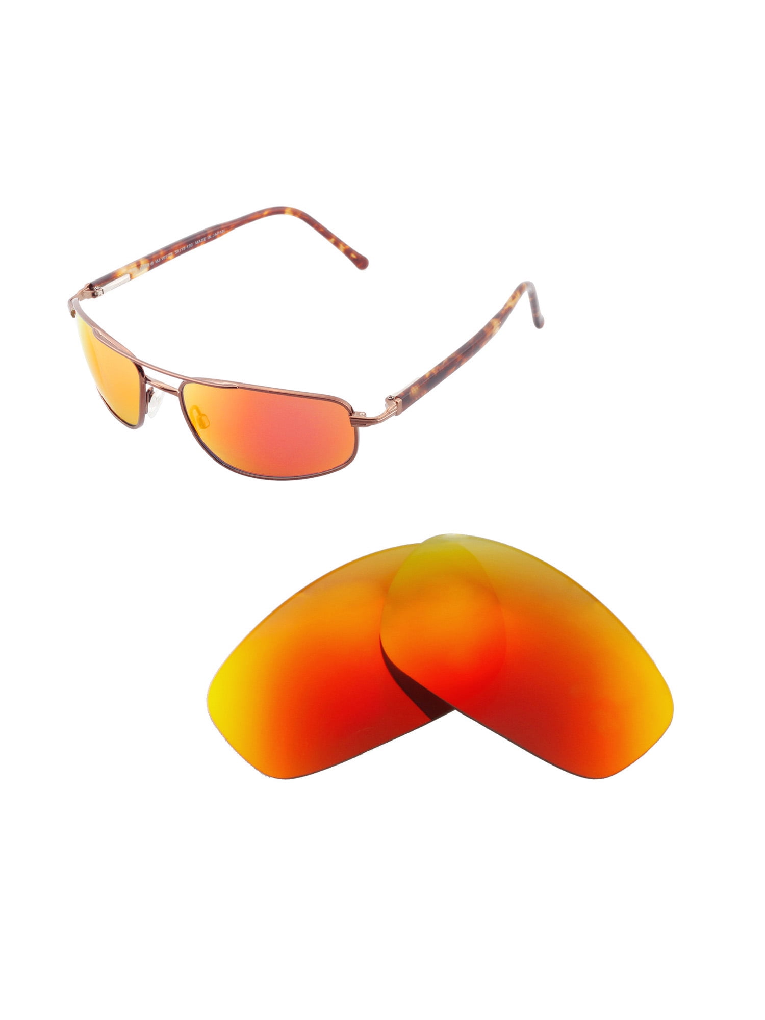 Walleva Fire Red Polarized Replacement Lenses for Maui Jim Kahuna