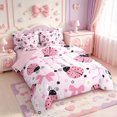 thumbnail image 2 of Manfei Sweet Bowtie 7-Piece King Bedding,Ladybug Daisy King Bed in a Bag,Pink Reversible, 2 of 7