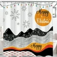 thumbnail image 1 of Vibrant Merry Christmas Shower Curtain with Snowflakes & Colorful Lights, 1 of 5