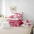 thumbnail image 5 of Feelyou Chic Art Abstract Twin Bedding Sets 7-Piece for Adult, Modern Fashion Stripes Bedding Comforter Set, Red Watercolor Reversible Sheet Sets, Lightweight Room Decor, 5 of 7
