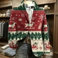 thumbnail image 2 of Dwelliawo Christmas Blazer Men Ugly Xmas Graphic Suit Notched Lapel One Button Corduroy Jackets Holiday Party Blazer Lightweight Sport Coat Red XL, 2 of 5