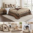 thumbnail image 6 of Queen Quilt Set 90''x96'', Western Star Brown Lightweight Bedspread Coverlet with 2 Pillow Shams, Texas Stars Retro Farmhouse Buffalo Plaid Breathable All Season Quilt Bedding for Bedroom/Guest Room, 6 of 9