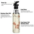 thumbnail image 3 of Yayeee 20oz Double Wall Stainless Steel Water Bottle with Flip Straw, Light Red Flowers, 3 of 7