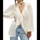 thumbnail image 1 of Cárdigan de Encaje con Volantes y Cuello en V para Mujer, Estilo Francés, con Bufanda, para y Verano Marfil M, 1 of 8