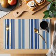 thumbnail image 2 of Blue Striped Placemats Set of 8, Farmhouse Modern Stripes Placemats for Dining Table, Place Mats for Kitchen Tabletop, Waterproof Wipeable Dining Table Mats Set, 2 of 9
