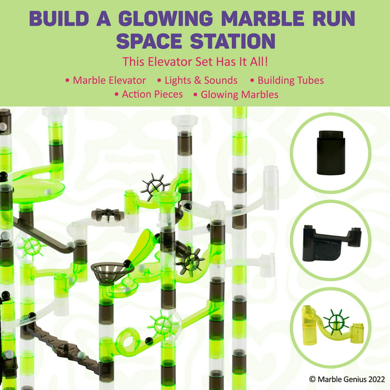 JOYIN 150Pcs Glowing Marble Run- Construction Building Blocks Toys with 5  Glow in The Dark Glass Marbles, STEM Educational Building Block Toy