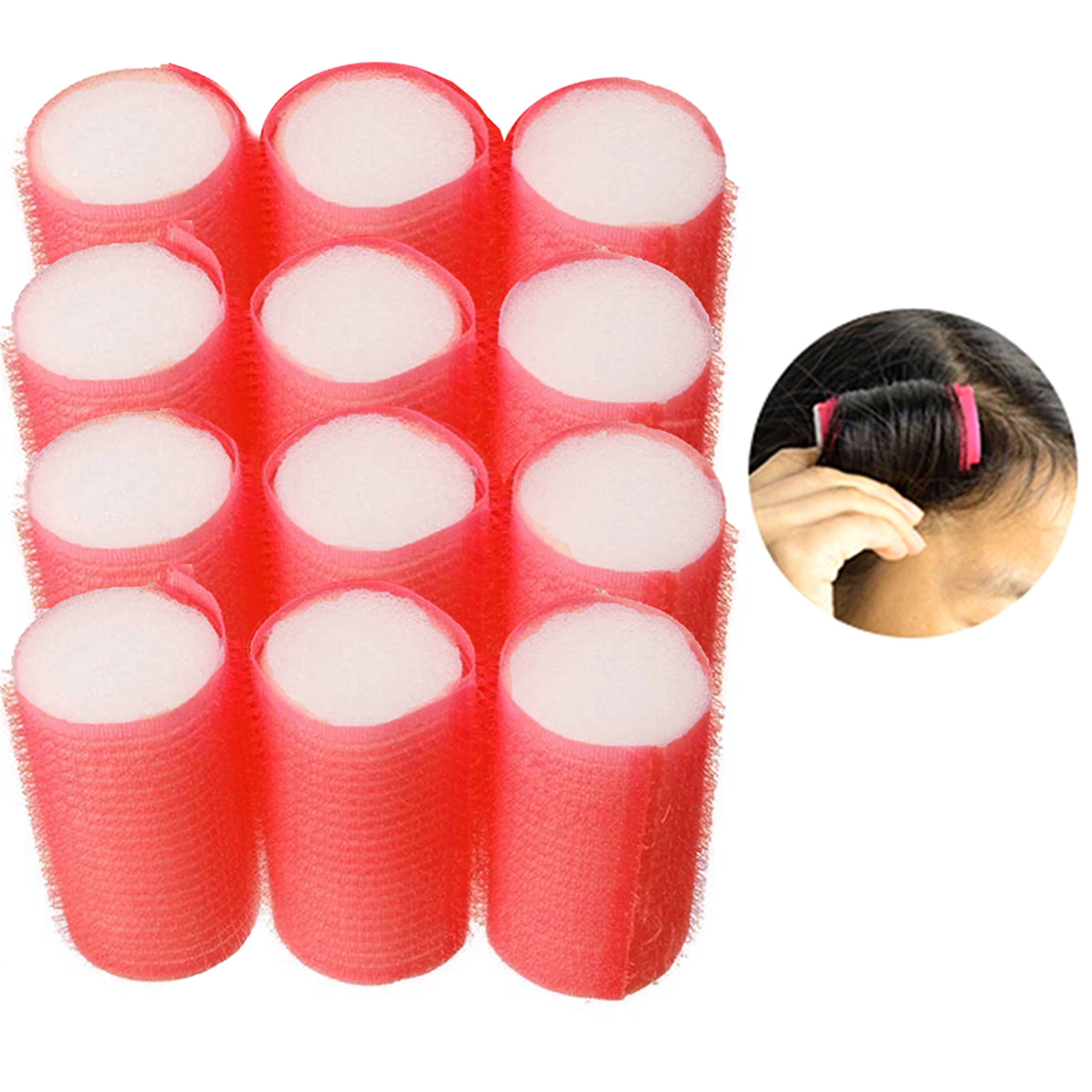 12 Medium Cling Foam Hair Rollers Curls Soft Cushion Curlers Waves