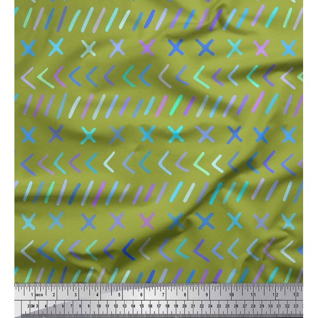 Soimoi Vert Georgette Viscose Tissu Mathématique Symbole Tissu Imprimé par la Cour 42 Pouces de Large