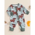 thumbnail image 5 of BemeyourBBs Western Baby Clothes Newborn Baby Boy Girl Cowboy Cowgirl Outfit Romper Cattle Print Long Sleeve Zip-up Full Length Jumpsuit Spring Fall Winter Clothes, 5 of 9