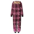 thumbnail image 6 of Odeerbi Christmas Onesie Pajamas for Family Holiday Sleep Jumpsuit Long Sleeve Family Christmas Pajamas Matching Sets Mom Fashion Lattice Print Plush Jumpsuit Sleepwear PJs Set Red, 6 of 7
