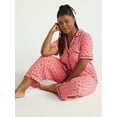 thumbnail image 2 of Joyspun Women's Knit Notch Collar Top and Capri Pants Pajama Set, 2-Piece, Sizes S to 3X, 2 of 5