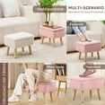 thumbnail image 6 of IVV Storage Ottoman, Soft Teddy Fleece Footstool with Padded Seat, Small Reading Vanity Chair, Footrest with Wood Tray for Couch, Mini Coffee Table or Display Stand (Pink), 6 of 6