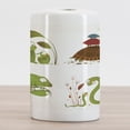 thumbnail image 2 of Reptile Ceramic Toothbrush Holder, Reptile Family Colorful Snake Frog Ninja Turtles Love Mother Family Theme, Decorative Versatile Countertop for Bathroom, 4.5" X 2.7", Green Brown Red, by Ambesonne, 2 of 4