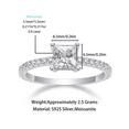 thumbnail image 5 of CKT Fine Jewelry S925 Sterling Silver 18K White Gold Plated Ring for Women 0.9 Carat Square-Cut Moissanite Luxury-Inspired R13133, 5 of 8