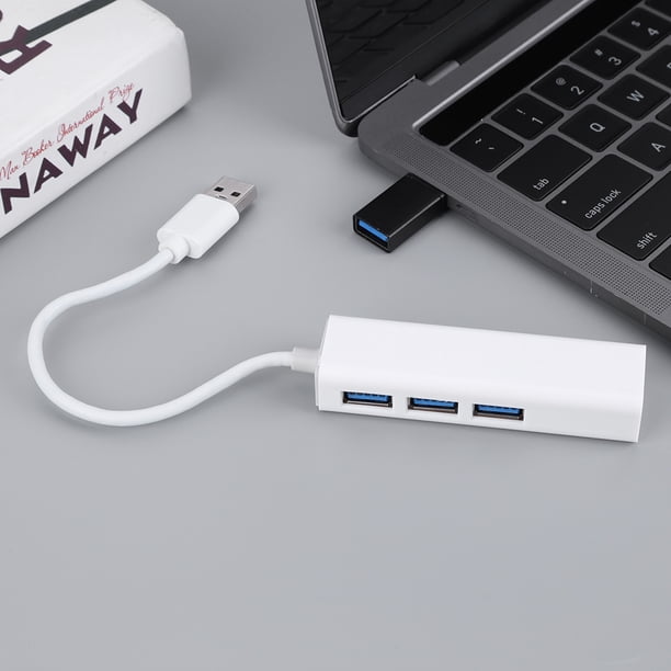 Hub de datos de 3 puertos USB3.0 RJ45 para computadora portátil iOS Mac Android (USB y tipo C)
