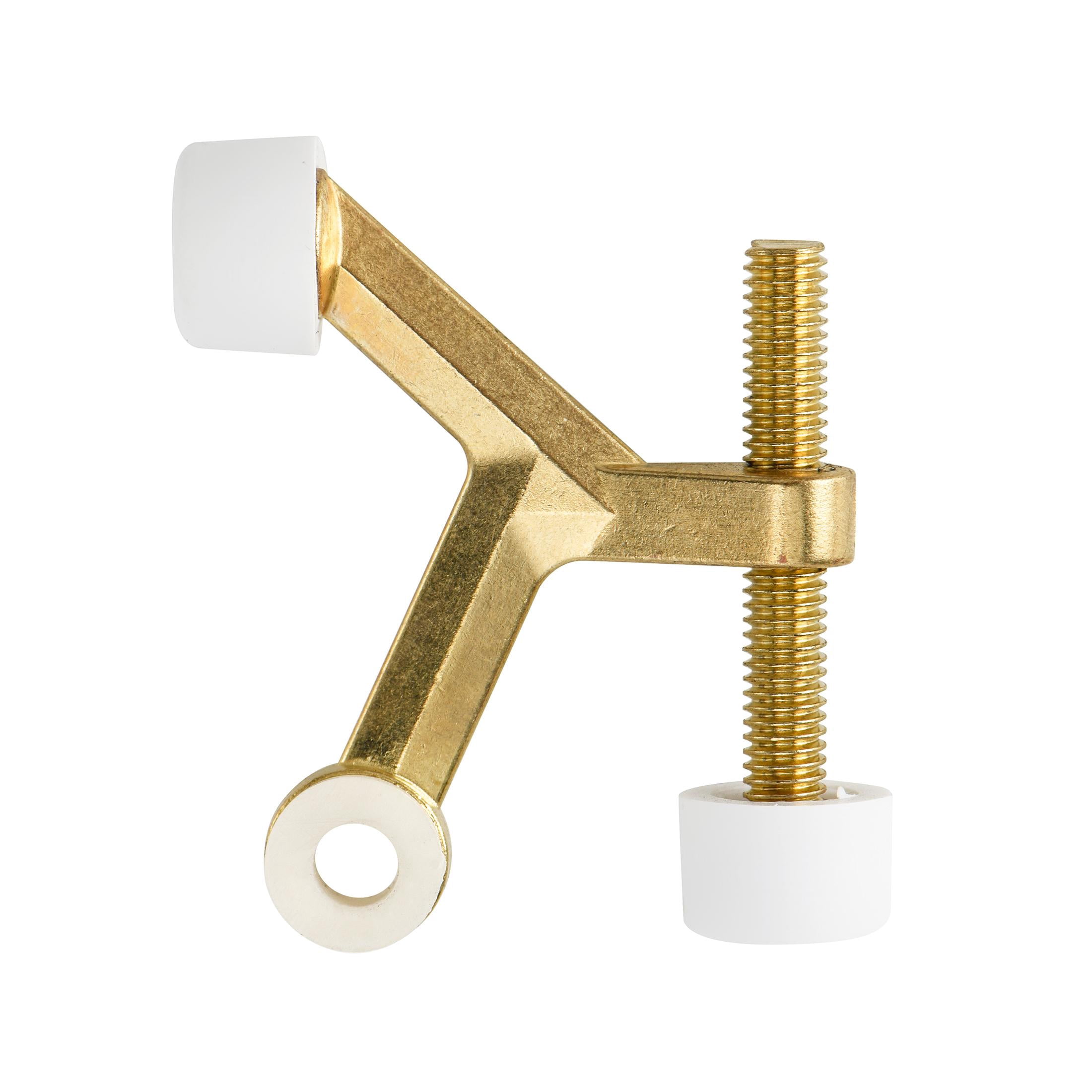 (4 pack) Hyper Tough New Hardware Hinge Pin Mounted Doorstop, Brass Plated,Assembled Product Depth 5.65,Height 0.7,Width 2.7 inch.