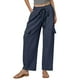 thumbnail image 1 of Pantalones de lino Pantalones cargo elásticos de cintura alta con cordón para mujer, 1 of 6