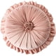 thumbnail image 1 of Xiao Hua Cojín redondo con volantes, diseño de calabaza, de terciopelo plisado, para silla, decorativo con flores 3D, para sofá, dormitorio, oficina, coche (rosa, diámetro 35,5 cm), 1 of 5