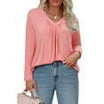 thumbnail image 2 of WellSize Womens Plus Size Tops Casual Pleated V Neck Fall Blouse Tunic Long Sleeve Shirts, 2 of 8