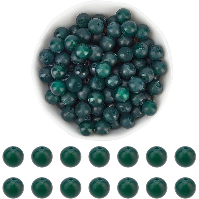 96 cuentas de piedra natural esmerilada de 8 mm, redondas de ágata de ónix verde natural, cuentas sueltas para pulseras, collares y joyas (agujero: 1 mm)