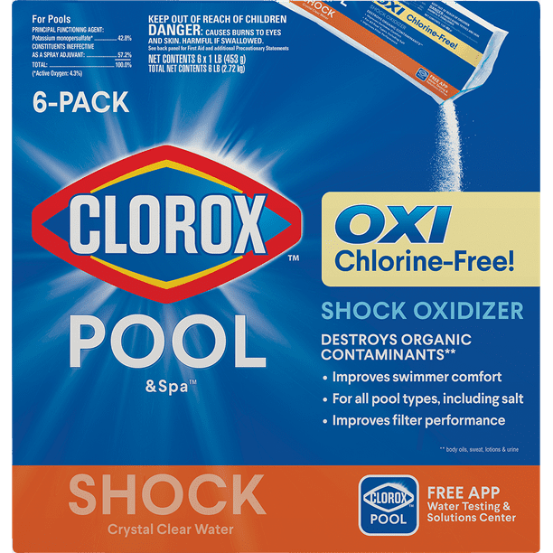 Clorox Pool&Spa Oxi ChlorineFree Shock Oxidizer, 6 pack (6 1lb bags