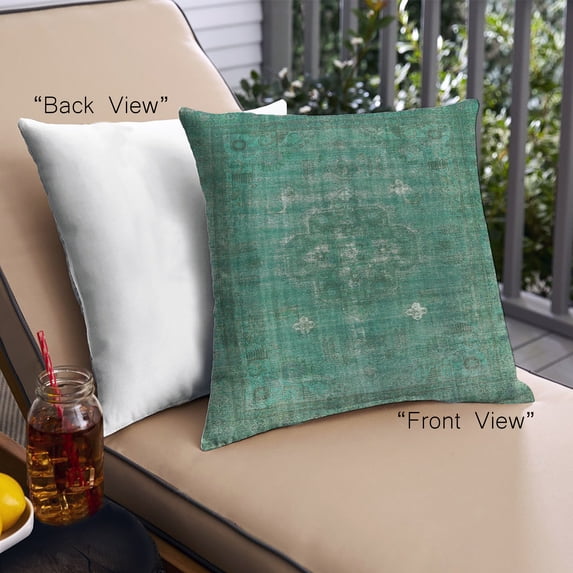Ahgly Company Outdoor Square Mid-Century Modern Throw Pillow, 18 inch by 18 inch