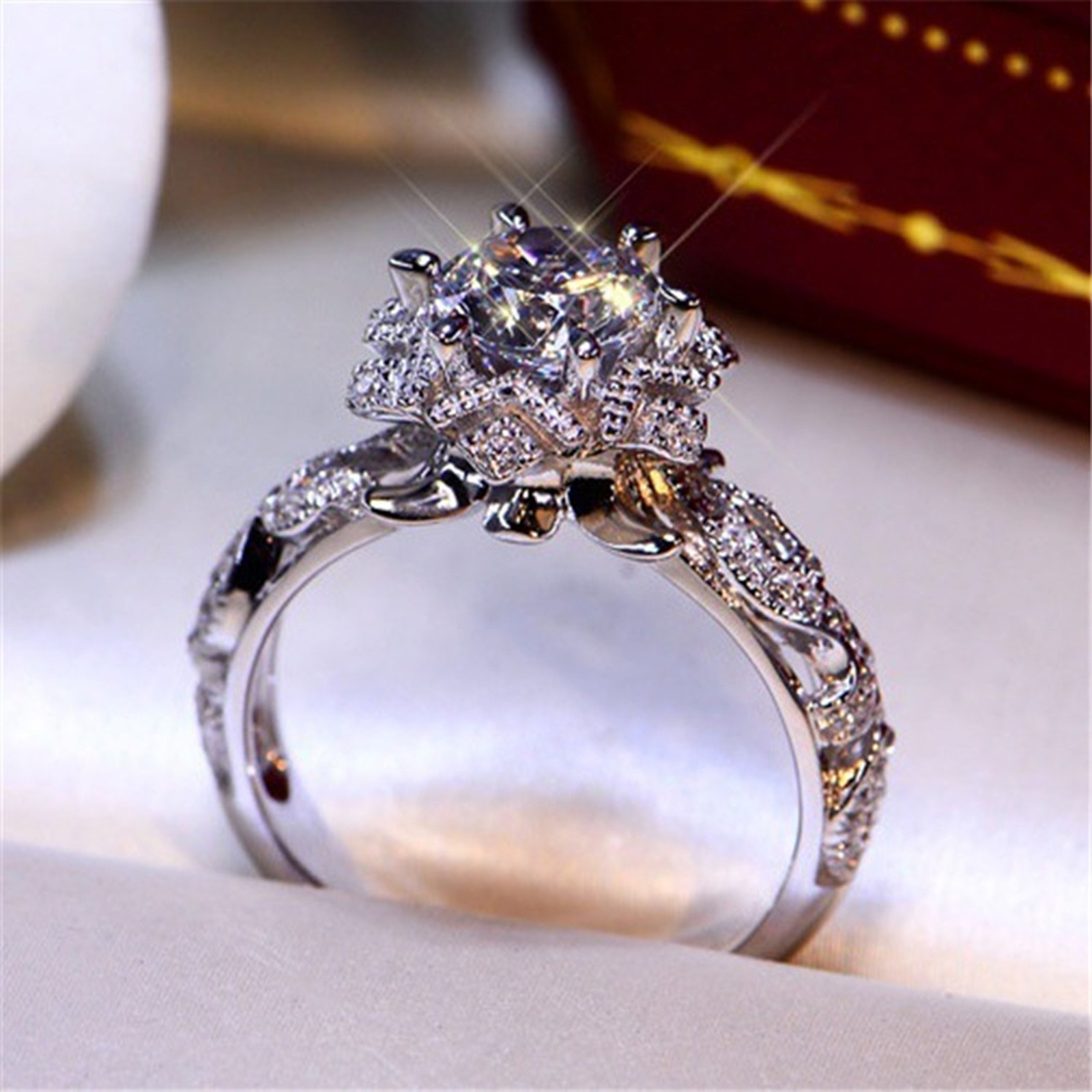 CFXNMZGR Rings For Women Exquisite Hollow Out Ring Women Engagement Wedding Jewelry Accessories Gift - image 3 of 7